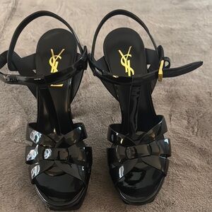 Yves Saint Laurent Black Patent Leather Women's Sandals